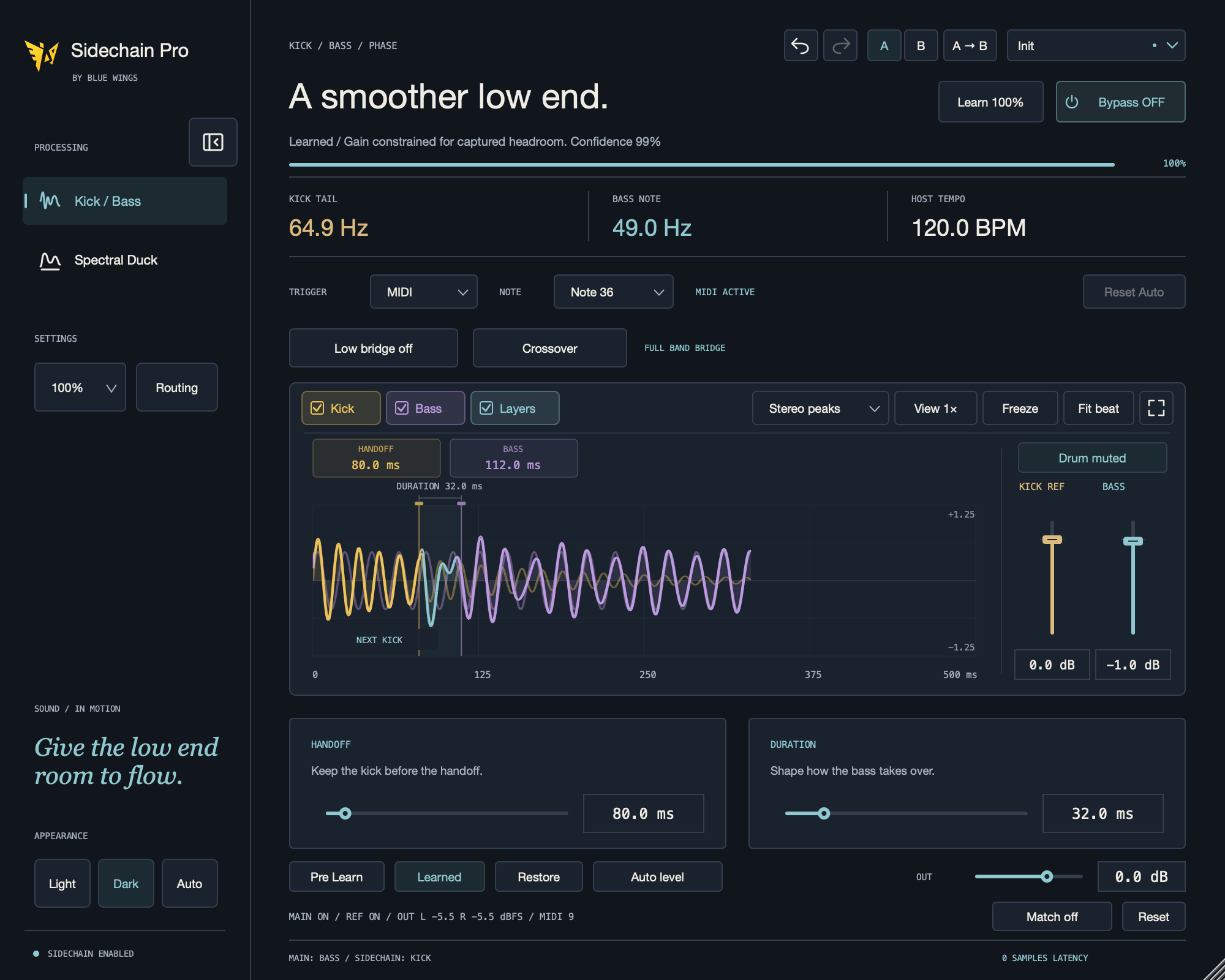 Sidechain Pro 夜间界面实际编辑器截图